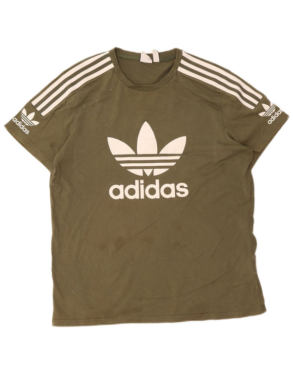 Adidas Camiseta gráfica para mujer Top UK 46 Large Khaki Cotton