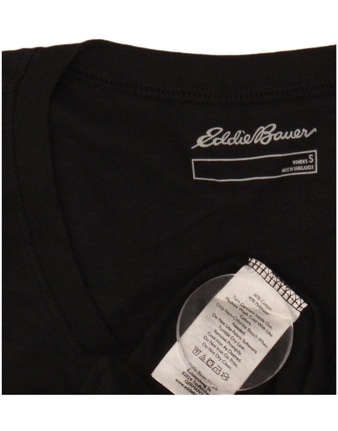 EDDIE BAUER Camiseta para mujer Top UK 10 Small Black Cotton