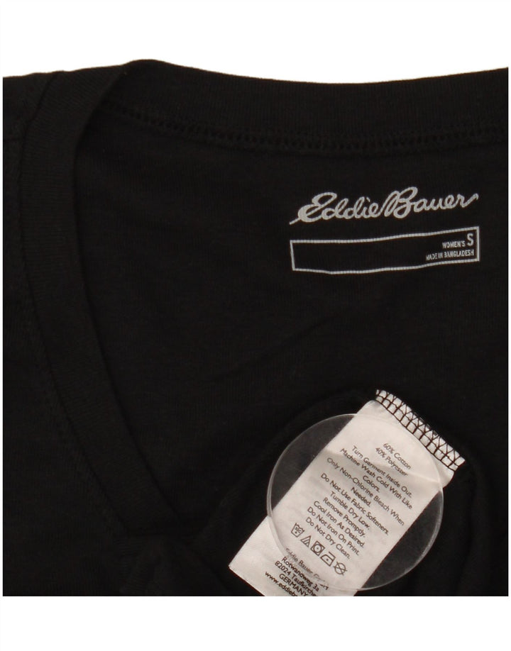 EDDIE BAUER Camiseta para mujer Top UK 10 Small Black Cotton