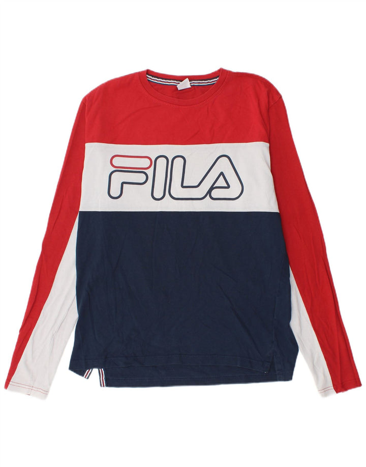 Fila Mens Tennis Graphic Top Manga Larga IT 46 Pequeño Multicolor