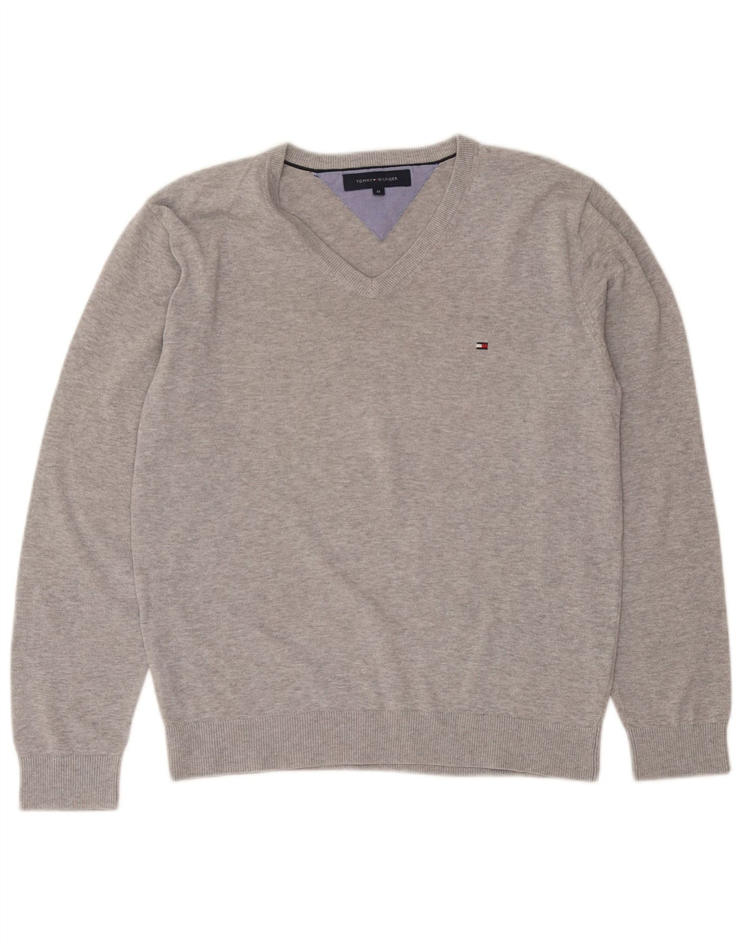 Tommy Hilfiger Jersey con Cuello en V para Hombre de algodón Gris Medio