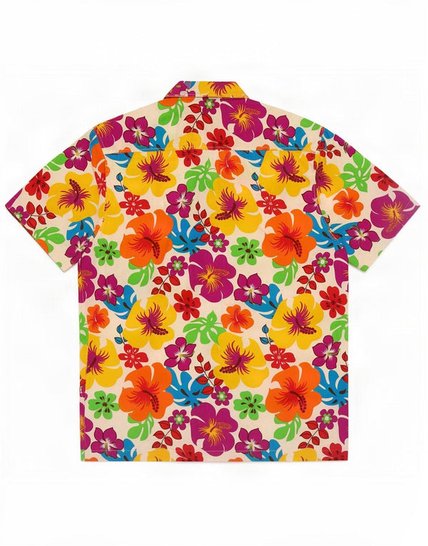 Camisa Vintage Hombre Manga Corta XL Multicolor Floral