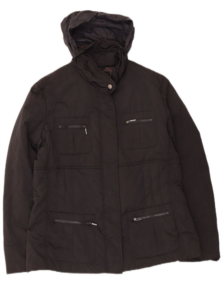 Geox Chaqueta utilitaria con capucha Respira para mujer UK 44 Grande Poliéster negro
