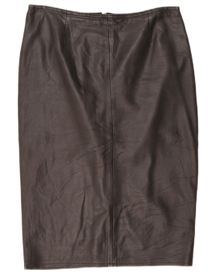 Falda de cuero vintage para mujer W32 grande negro