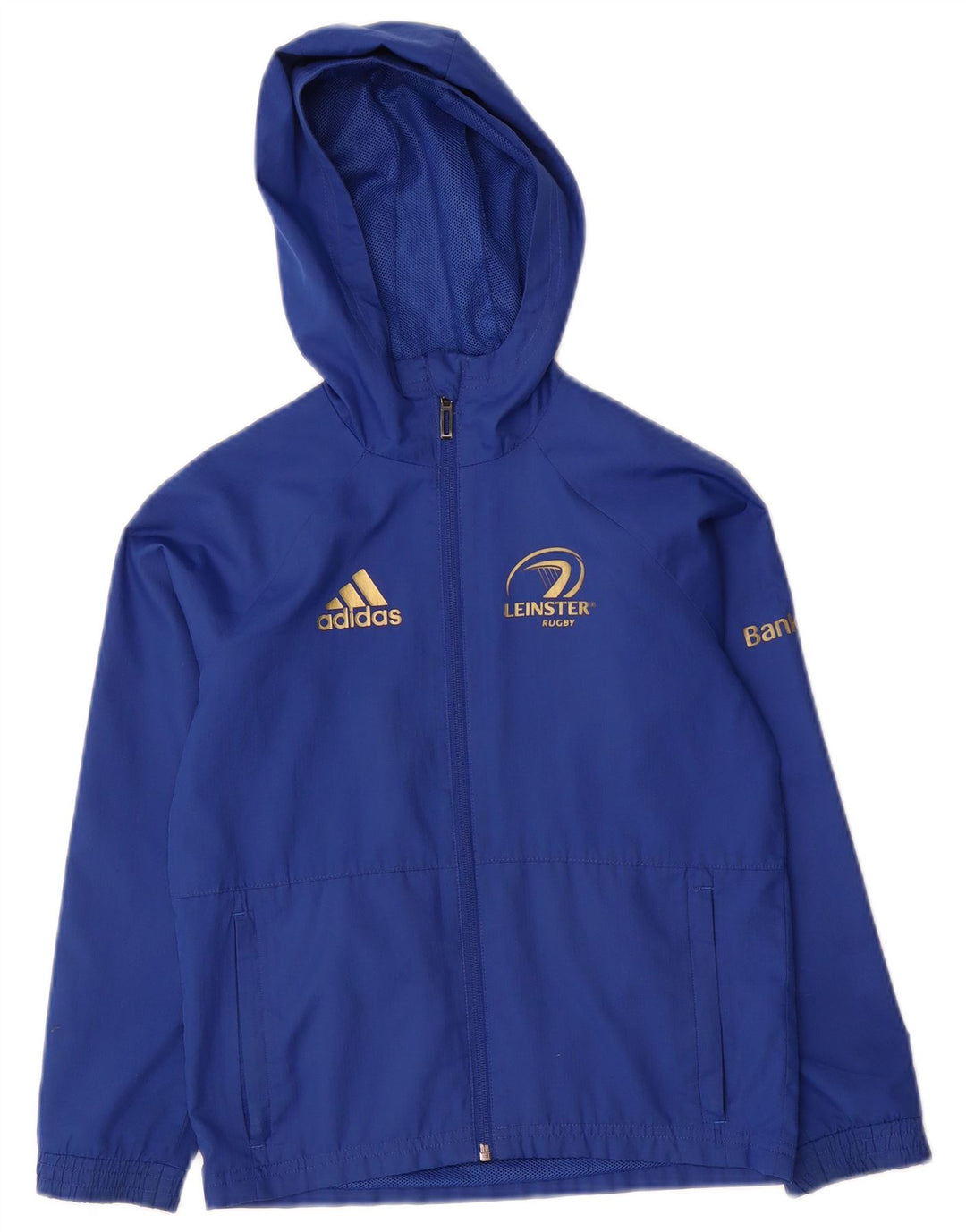 Adidas Boys Leinster Rugby Chaqueta impermeable con capucha 7-8 años Azul Poliéster