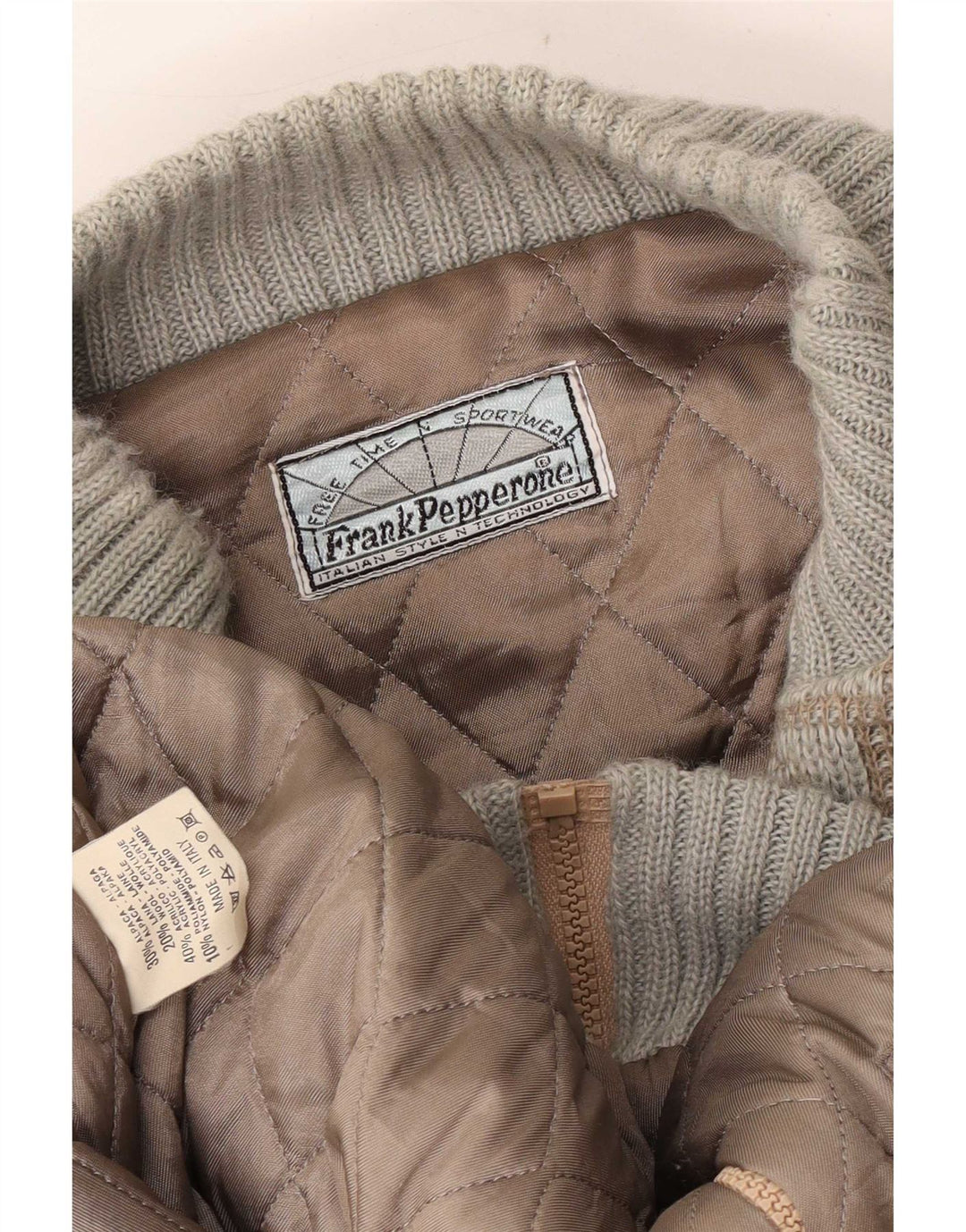 Frank Pepperone Chaqueta Bomber de Punto para Hombre UK 42 XL Verde Geométrico