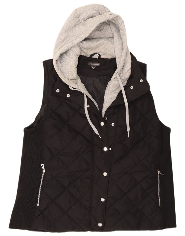 Marks & Spencer Chaleco acolchado con capucha para mujer UK 40 XL Poliéster negro