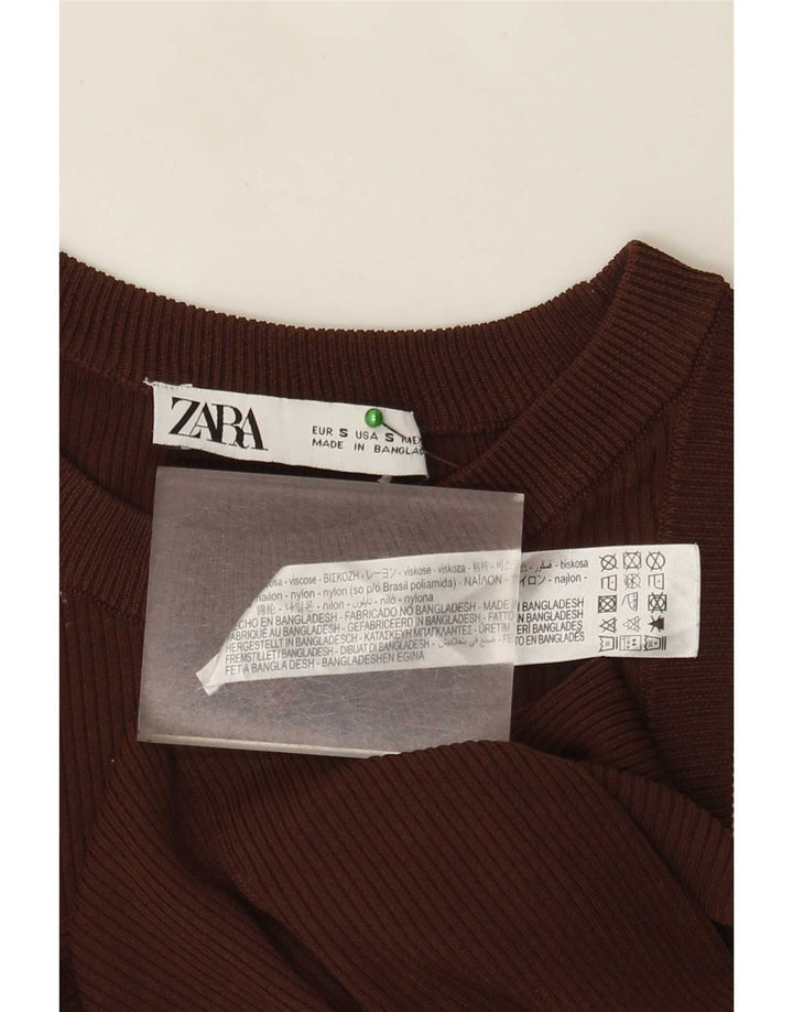 Zara Mujer Chaleco Top UK 8 Small Marrón Viscosa