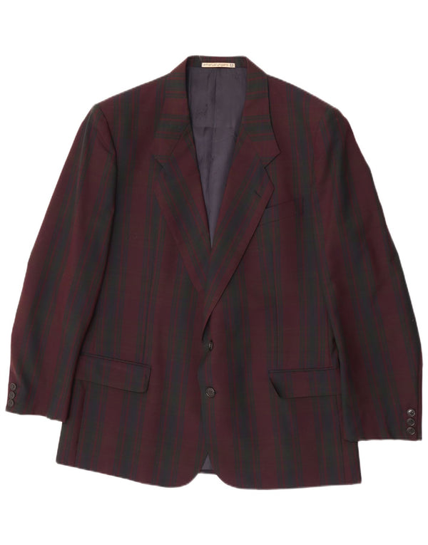 Emanuel Ungaro Chaqueta tipo blazer de 2 botones para hombre UK 38 Medium Borgoña Check