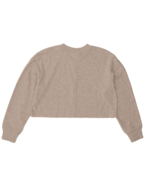 Zara Mujer Crop Blusa Top UK 44 Poliéster Gris Medio