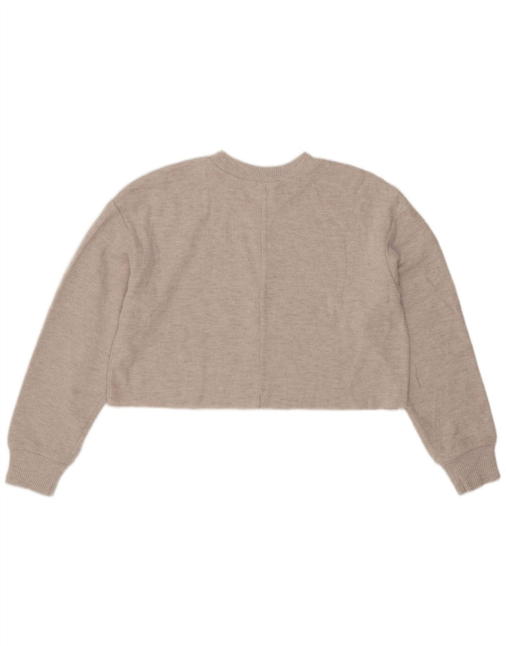 Zara Mujer Crop Blusa Top UK 44 Poliéster Gris Medio