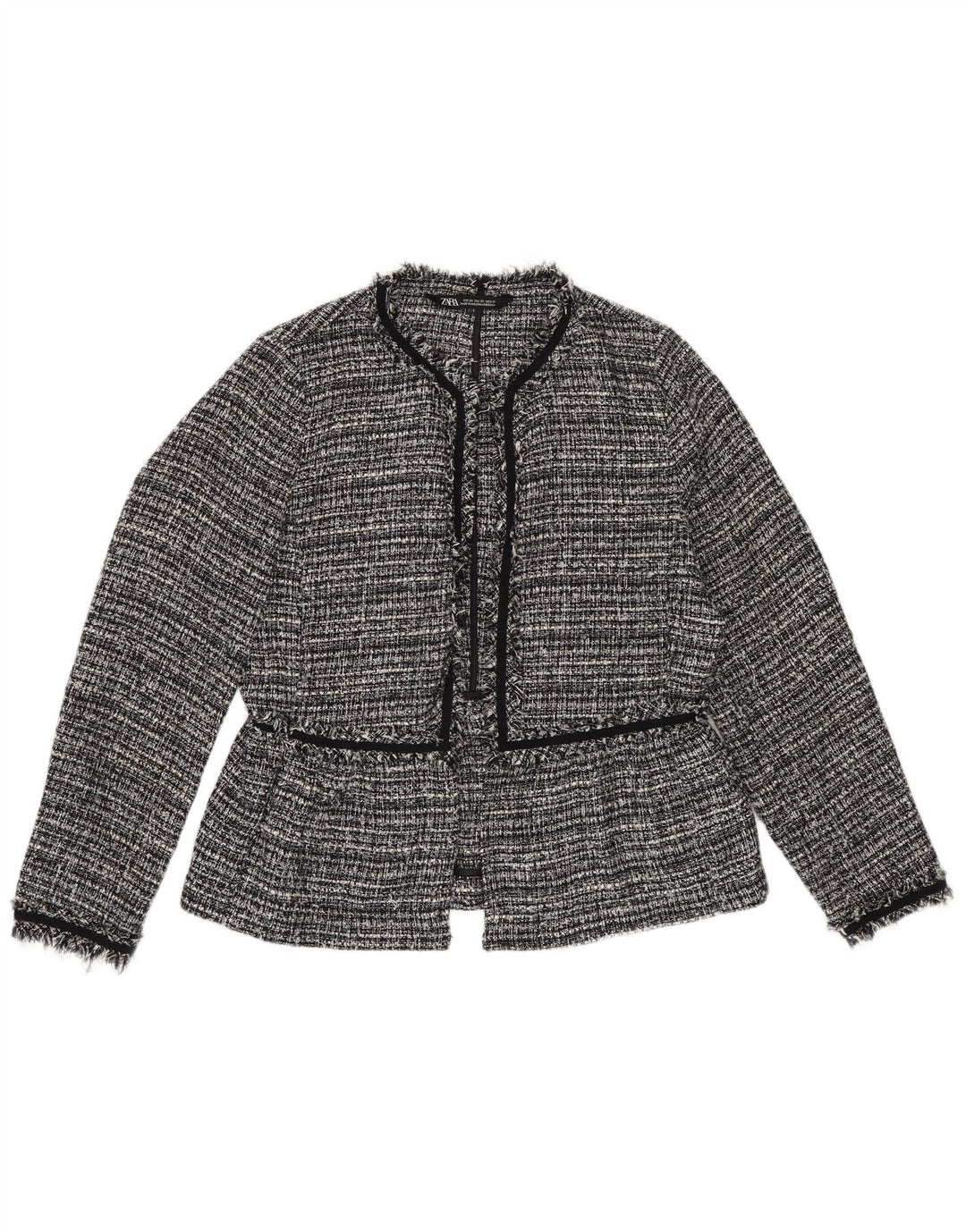 Zara Chaqueta tipo blazer abierta extragrande para mujer UK 6 XS Poliéster a rayas negras