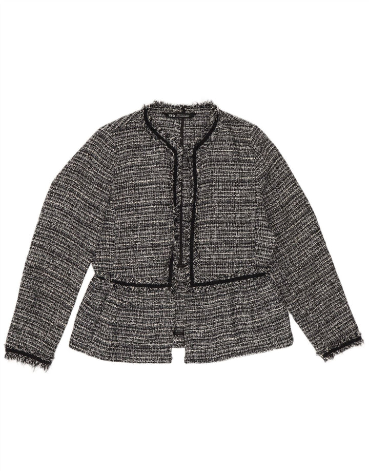 Zara Chaqueta tipo blazer abierta extragrande para mujer UK 6 XS Poliéster a rayas negras
