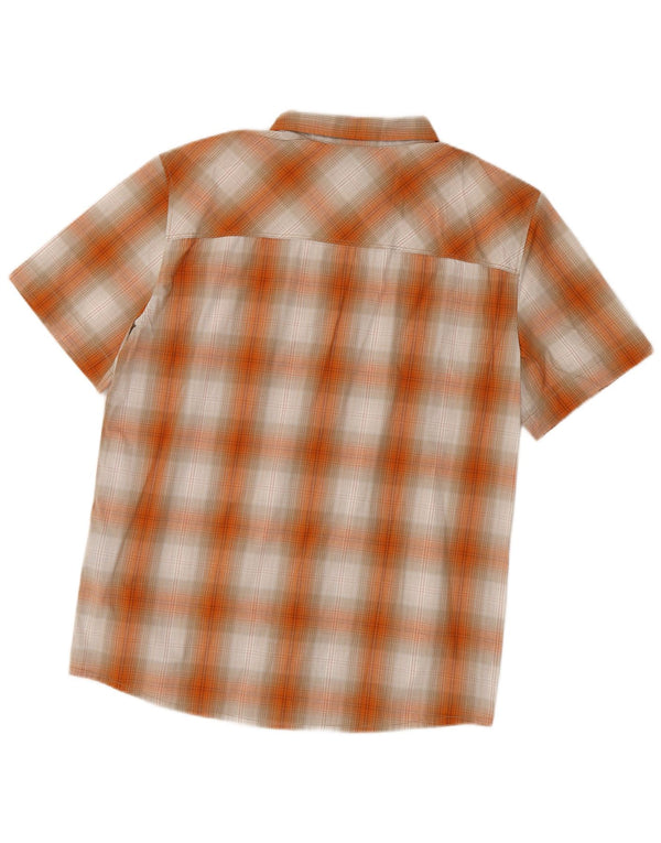 Jack Wolfskin Camisa de manga corta para hombre ES 36/38 Algodón a cuadros naranja mediano