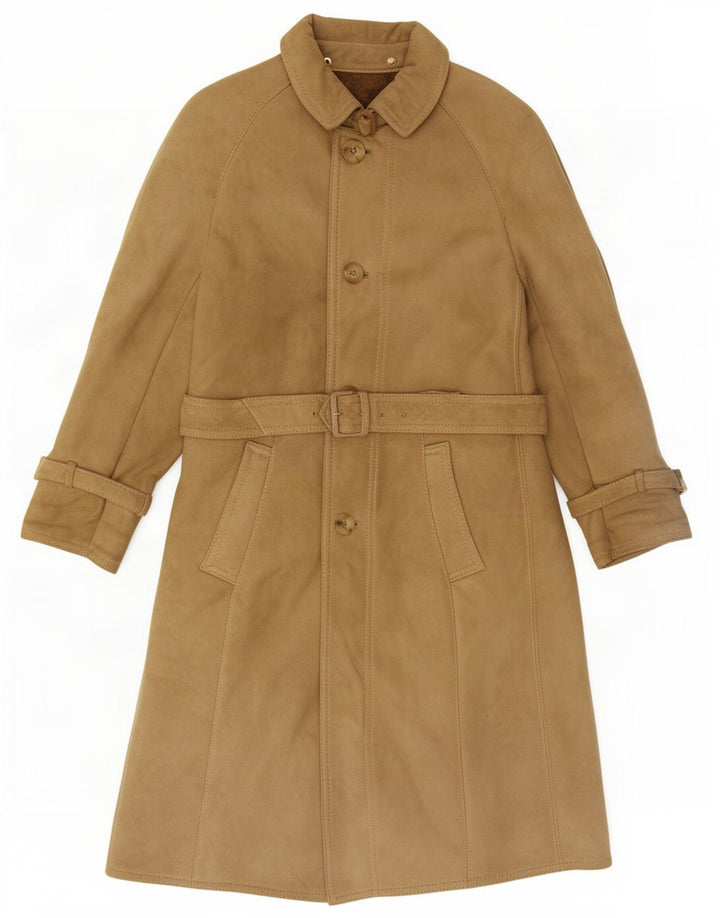 Abrigo de gamuza vintage para mujer UK 44 Beige medio