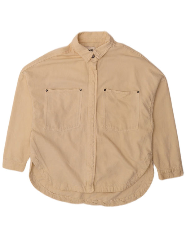 Zara Camisa Vaquera Extragrande para Mujer UK 40 Mediano Off White Cotton