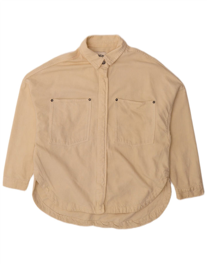 Zara Camisa Vaquera Extragrande para Mujer UK 40 Mediano Off White Cotton