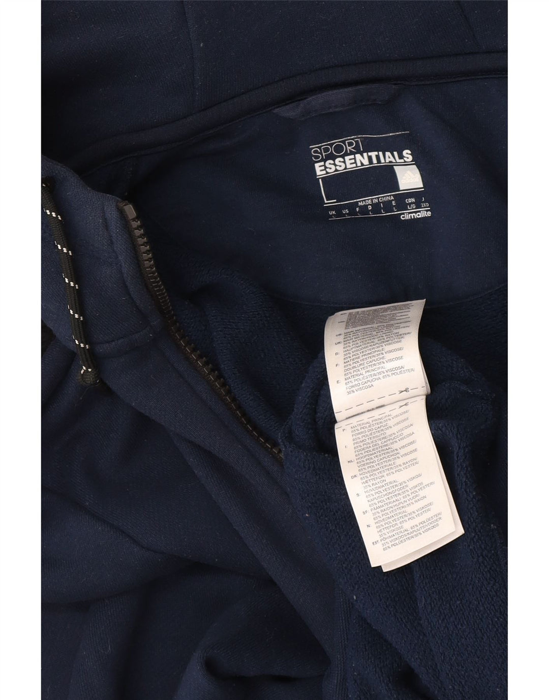 Adidas Mens Climalite Zip Sudadera con capucha suéter grande azul marino poliéster