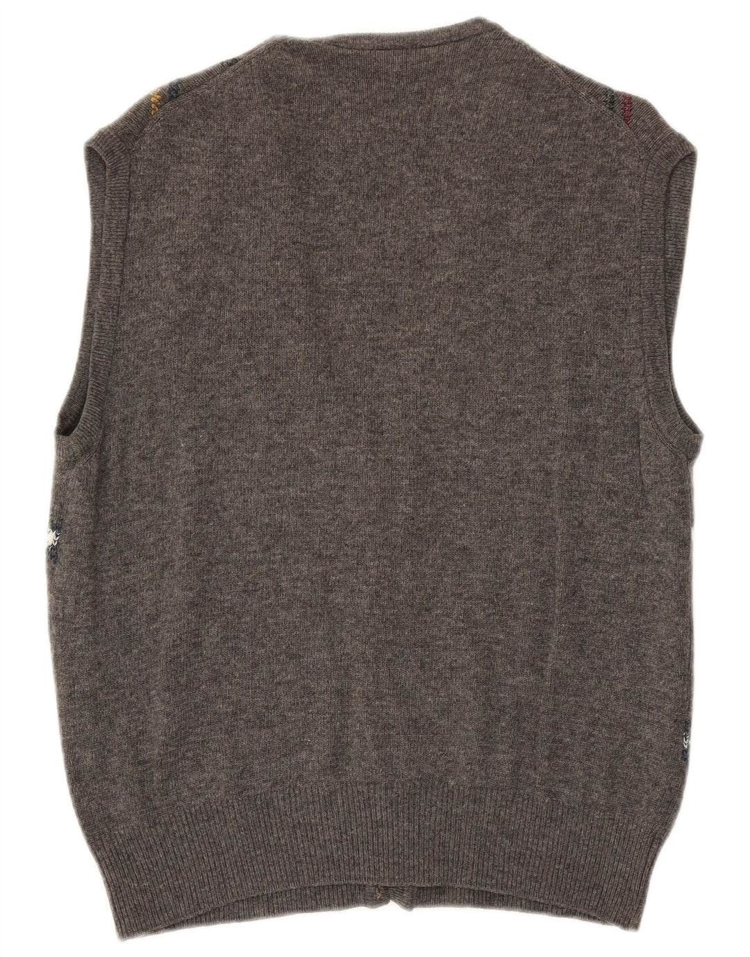 VINTAGE suéter cárdigan sin mangas para hombre grande gris Argyle/Diamante