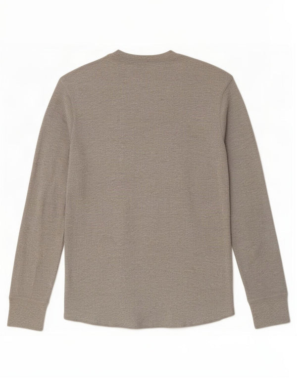 Gap Hombre Camiseta Gráfica De Manga Larga De Algodón Gris Medio