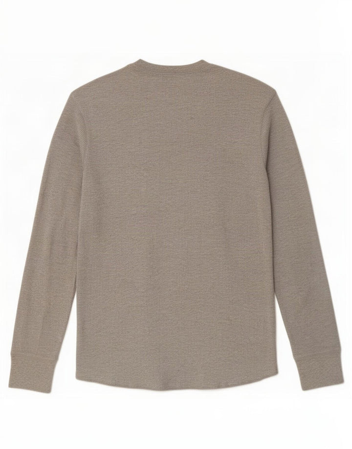 Gap Hombre Camiseta Gráfica De Manga Larga De Algodón Gris Medio