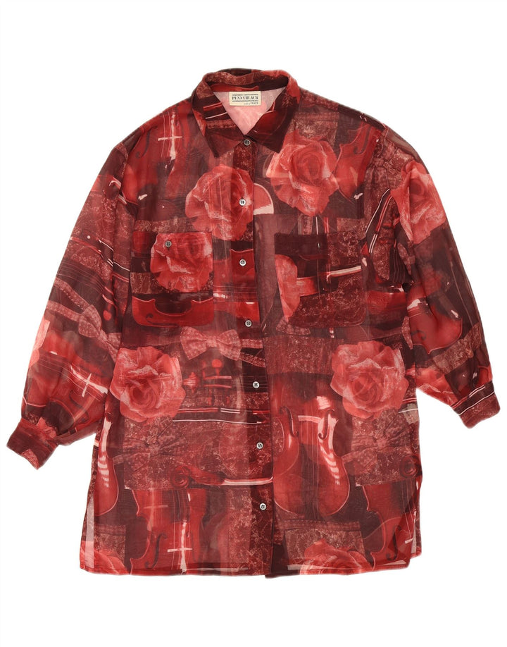 Penny Black Blusa para mujer Reino Unido 8 Pequeño Poliéster floral rojo