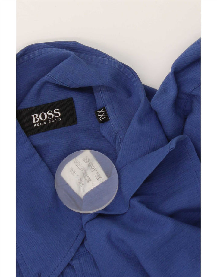 Camisa Hugo Boss Hombre Manga Corta 2XL Modal Rayas Azul