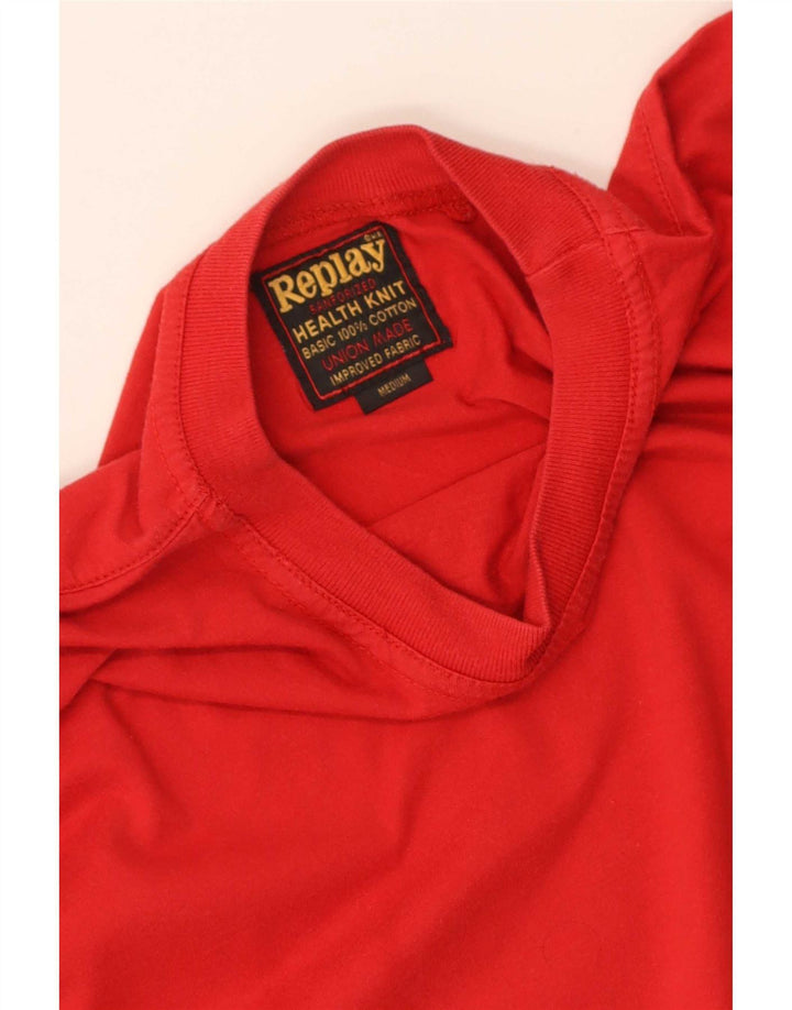 Replay Camiseta Hombre Manga Larga Algodón Rojo Mediano