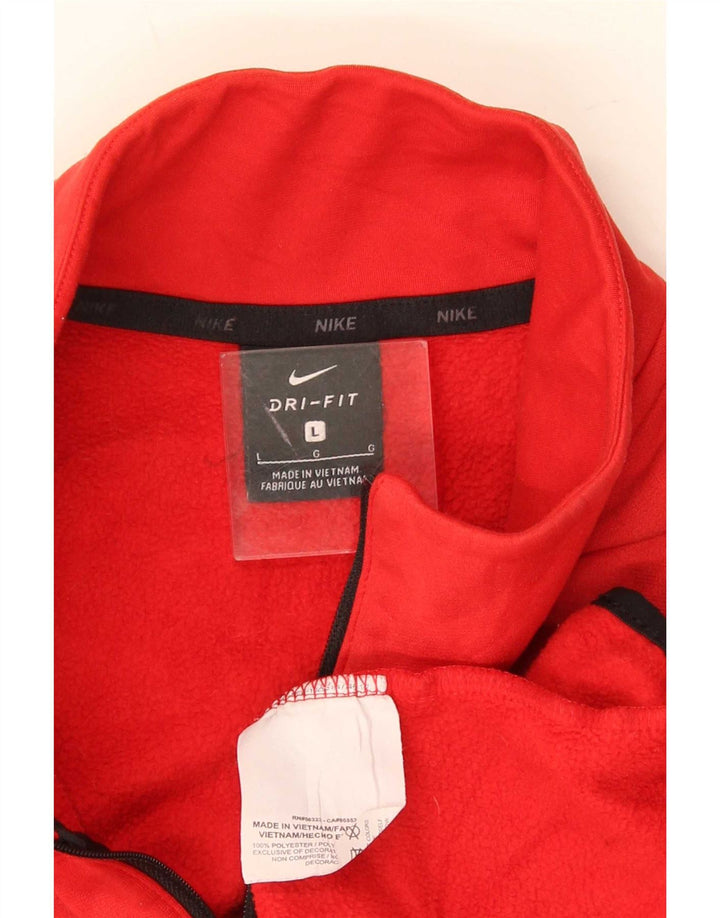 Nike Hombre Dri Fit Zip Neck Sudadera Jumper Grande Poliéster Rojo