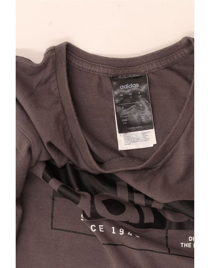 Adidas Hombre Camiseta Gráfica Top Algodón Gris Medio
