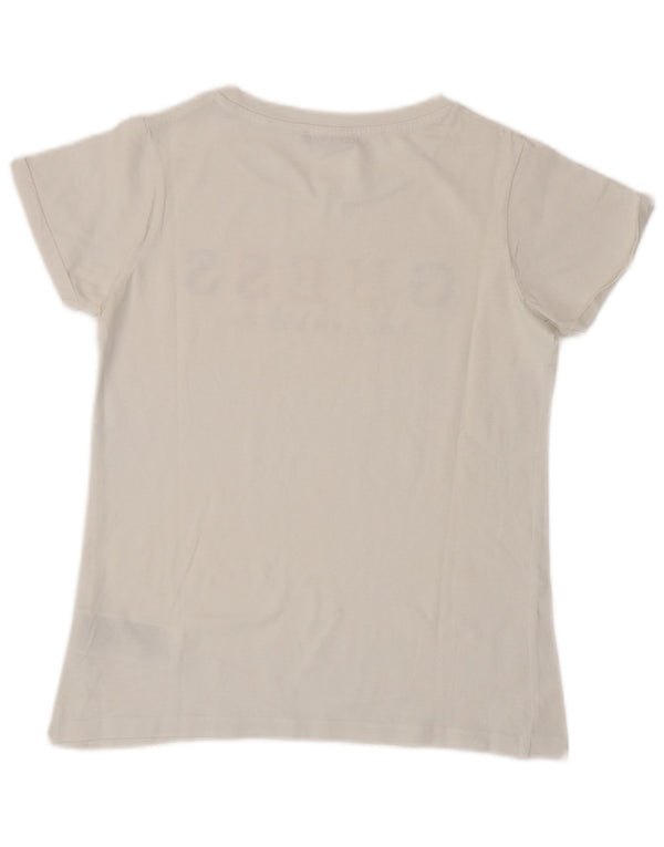 Guess Womens Graphic T-Shirt Top UK 6 XS White Cotton