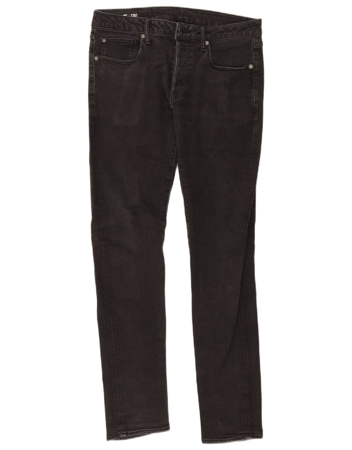 G-Star Hombre 3301 Slim Jeans W32 L34 Algodón Negro