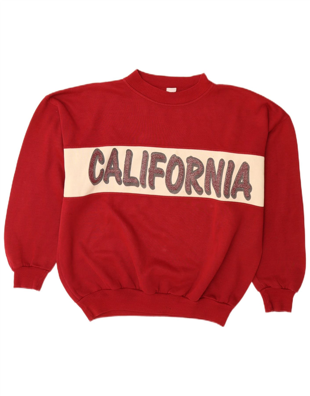 Vintage Hombres Sudadera Gráfica Jumper XL Rojo Colorblock