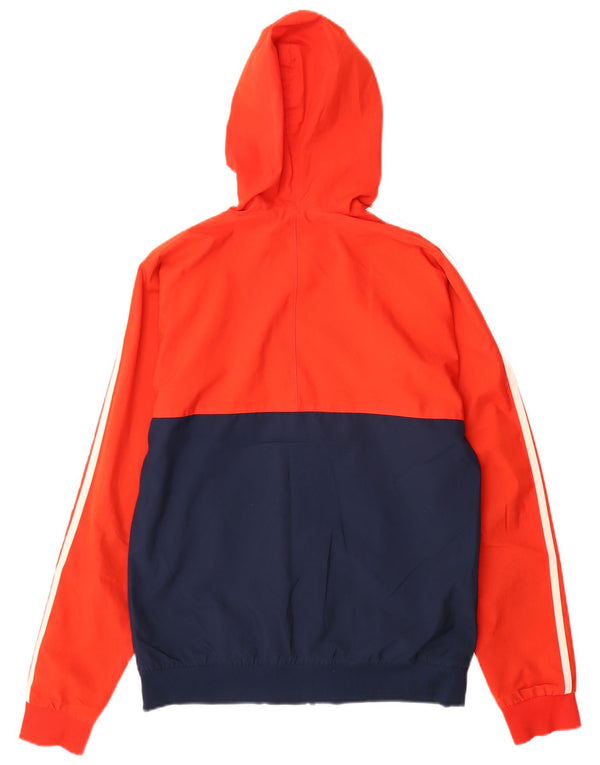 ADIDAS Chaqueta impermeable con capucha para hombre UK 36 Small Rojo Colorblock Poliéster