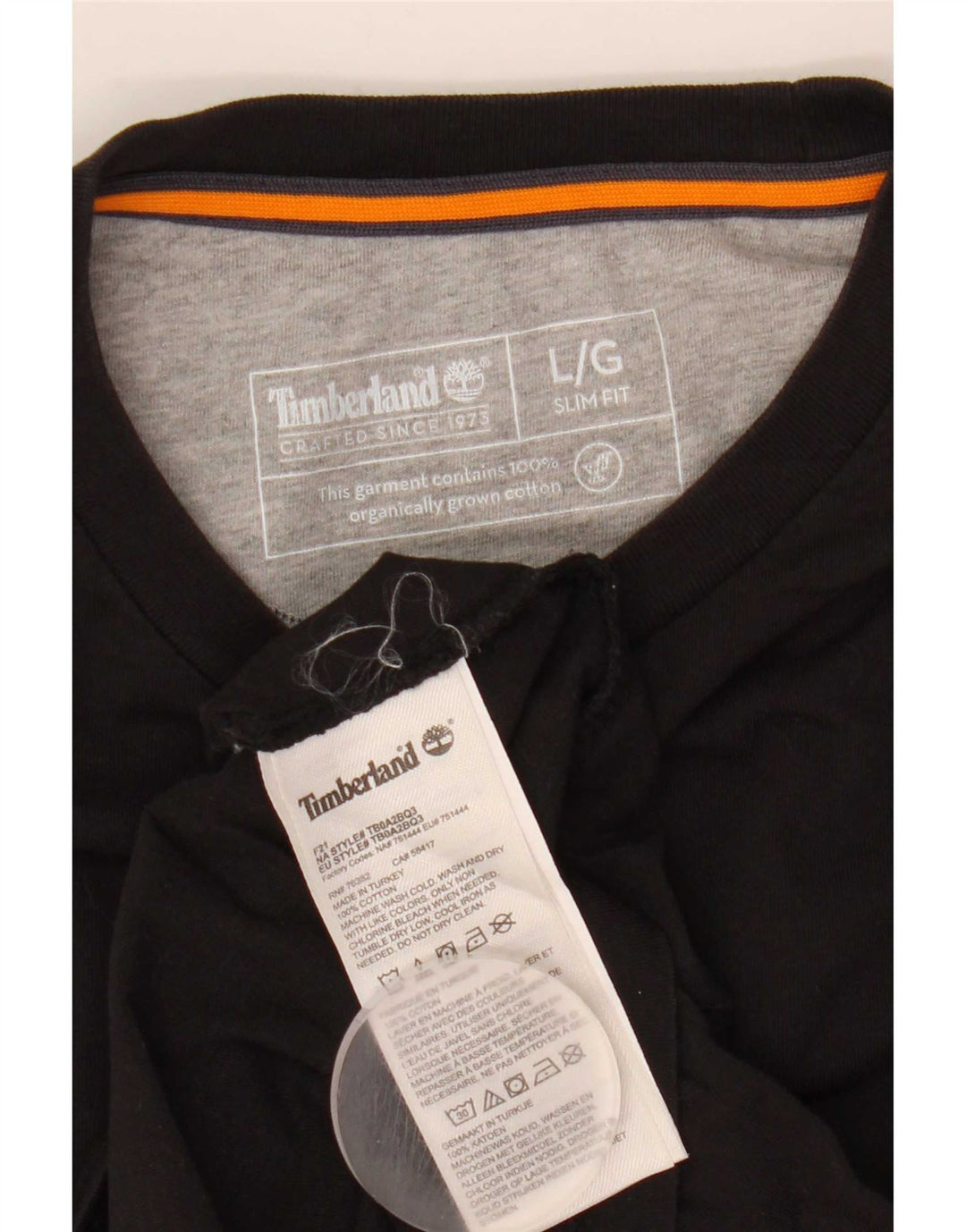 Timberland Hombre Slim Fit Top Manga Larga Grande Algodón Negro
