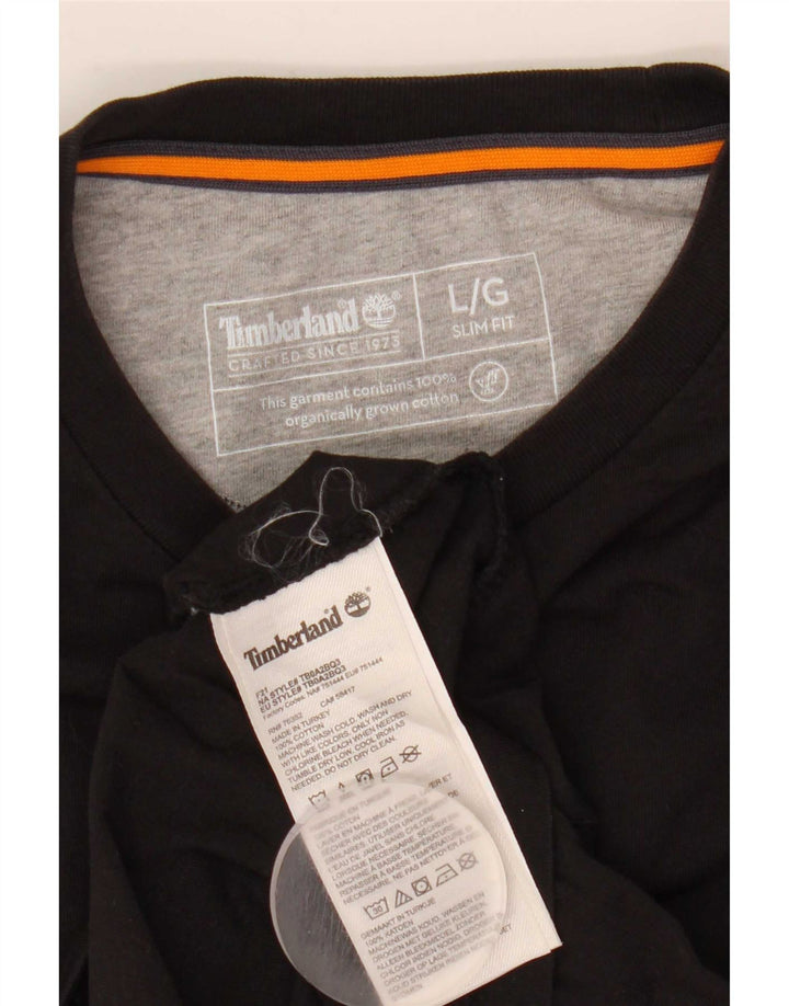 Timberland Hombre Slim Fit Top Manga Larga Grande Algodón Negro