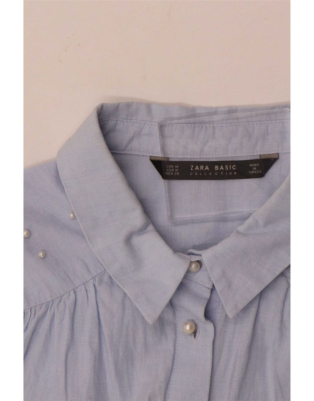 Zara Mujer Camisa UK 44 Azul Medio