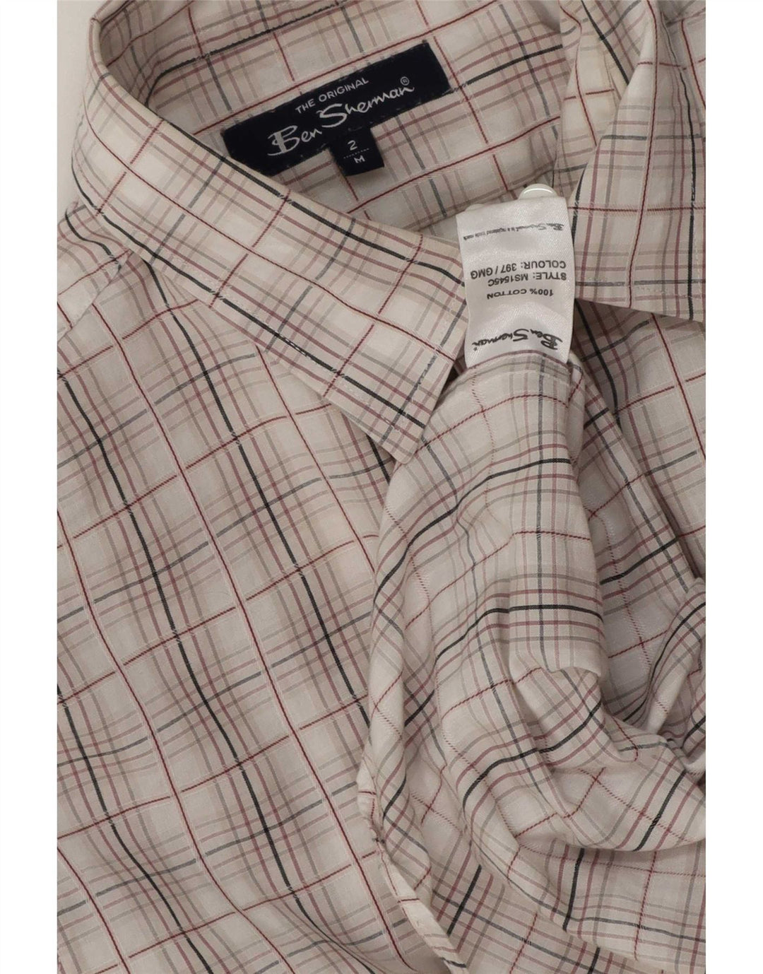 Camisa Ben Sherman Hombre Mediana A Cuadros Blanco Algodón