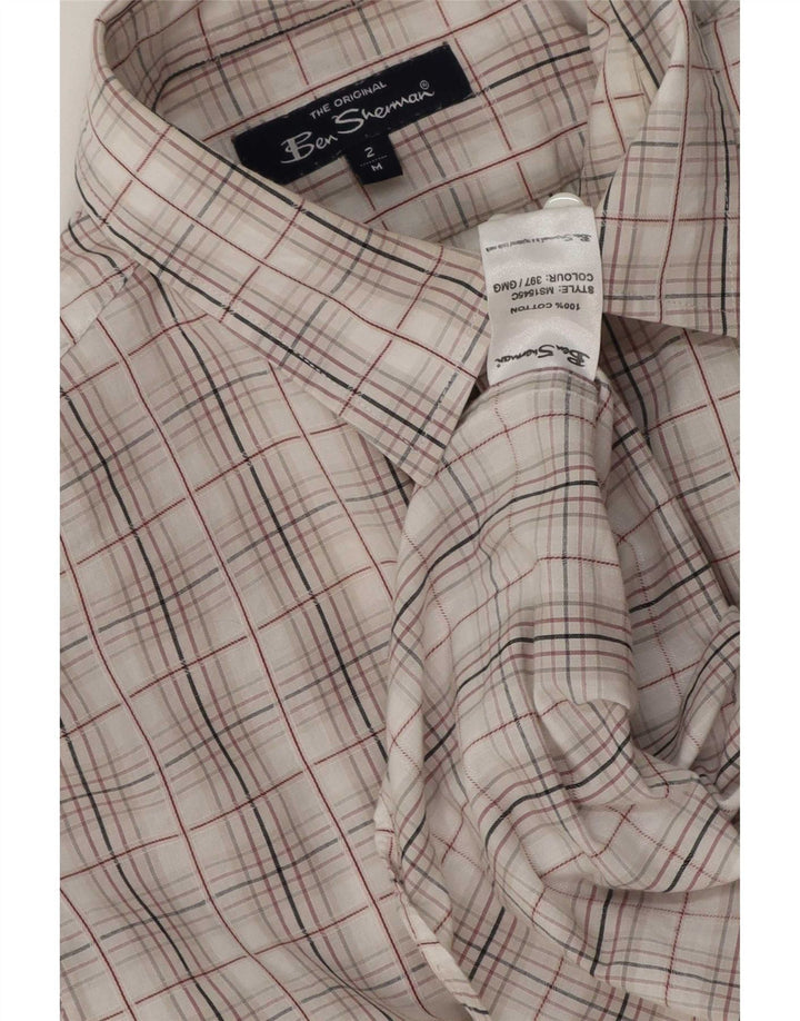 Camisa Ben Sherman Hombre Mediana A Cuadros Blanco Algodón