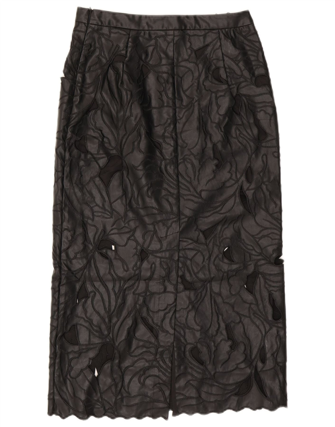 Zara Mujer Falda De Cuero Pequeña W26 Negro Floral