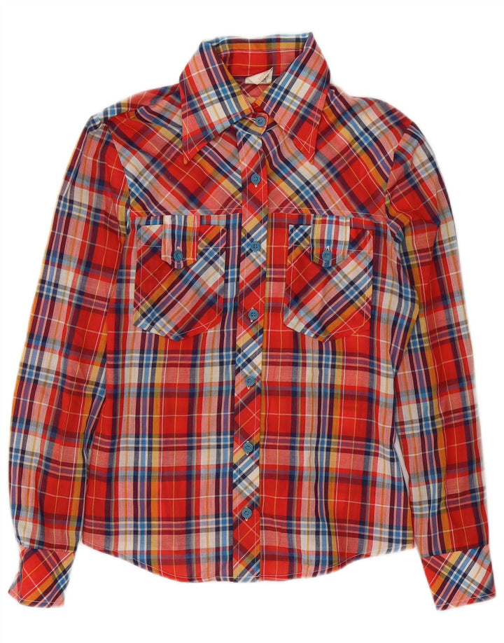 Camisa Niña Vintage 11-12 Años Cuadros Rojo Poliester