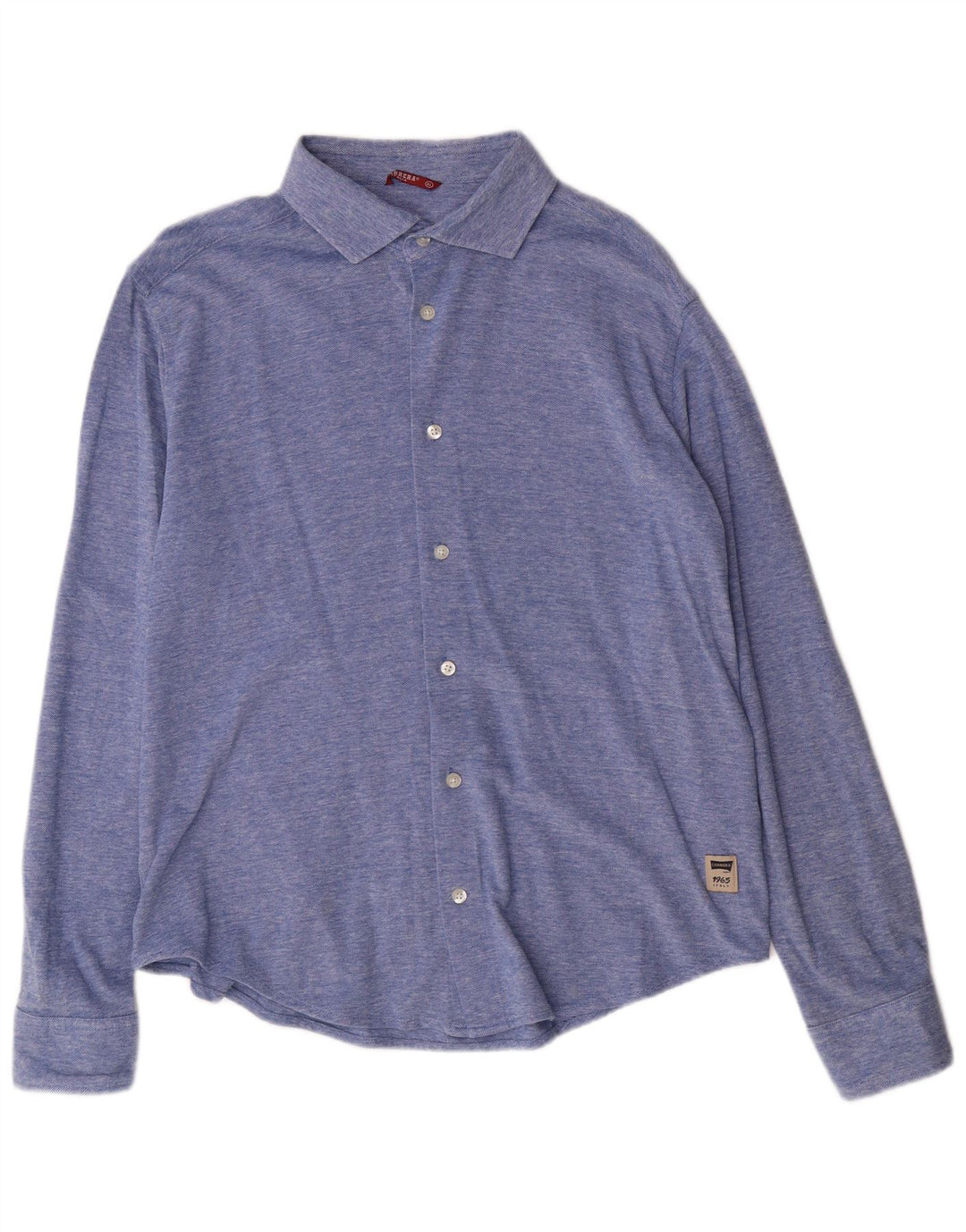 Camisa Carrera Hombre XL Algodón Moteado Azul