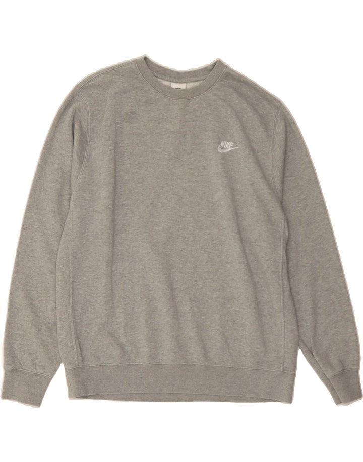 NIKE Hombre Sudadera Jumper Grande Gris Algodón