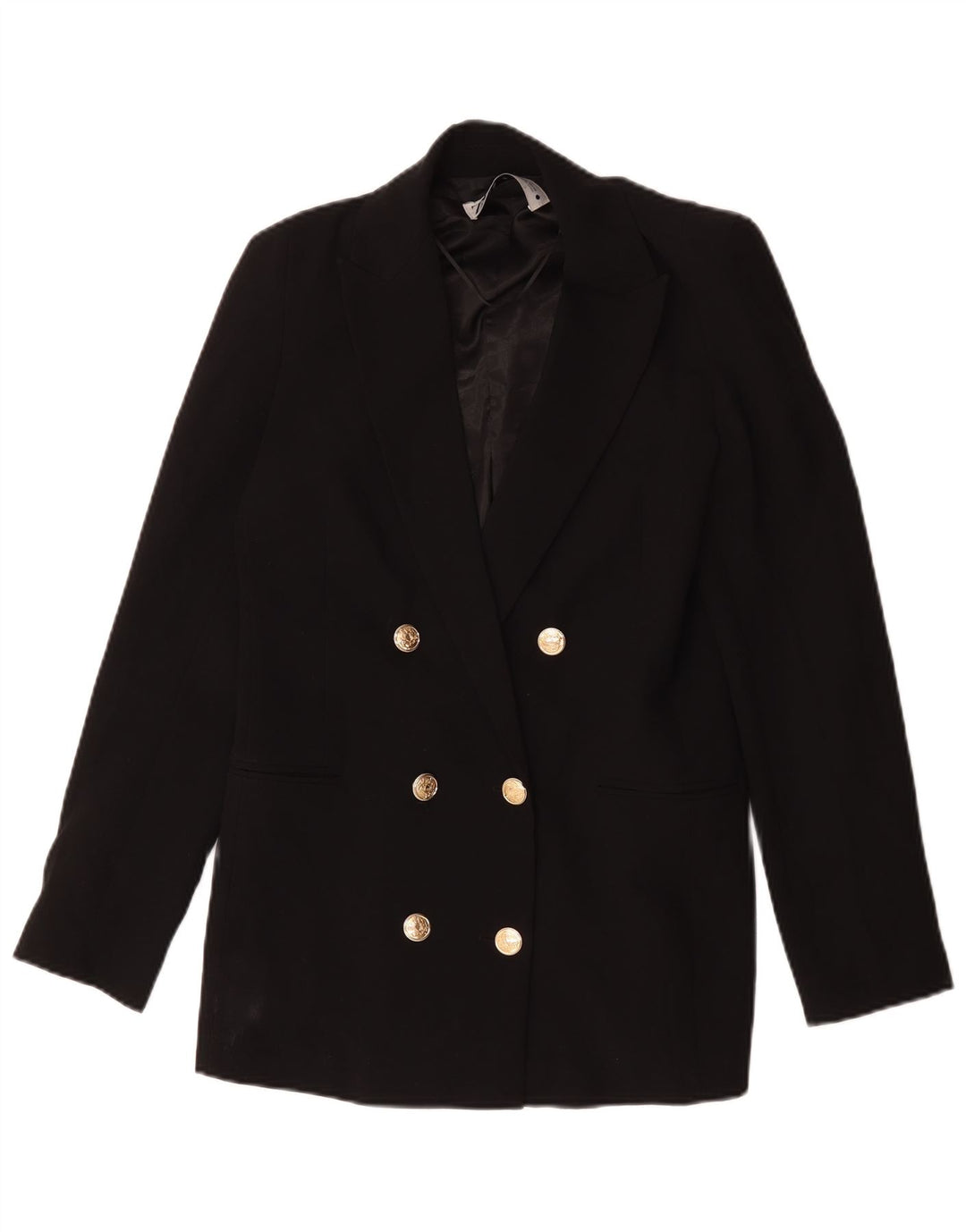 Zara Mujer Chaqueta Blazer De Doble Botonadura UK 6 XS Poliéster Negro