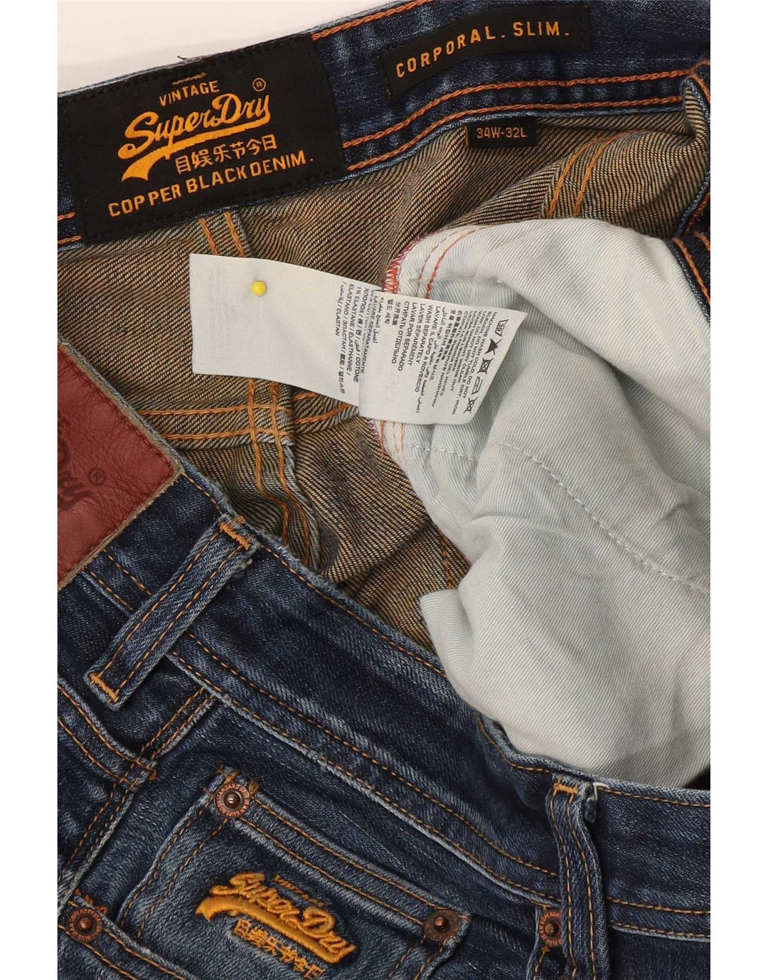 Vaqueros Superdry Corporal Slim para hombre W34 L32 Algodón azul