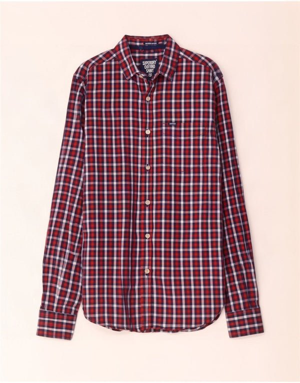 Camisa Superdry Para Hombre De Algodón A Cuadros Rojos Pequeños