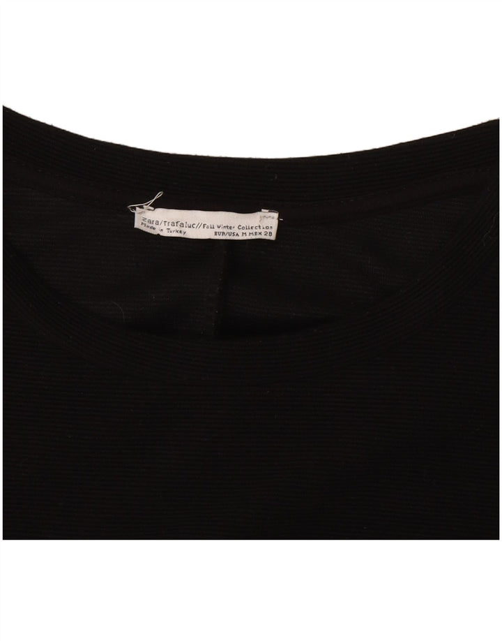 ZARA Mujer Vestido Acampanado UK 42 Mediano Negro