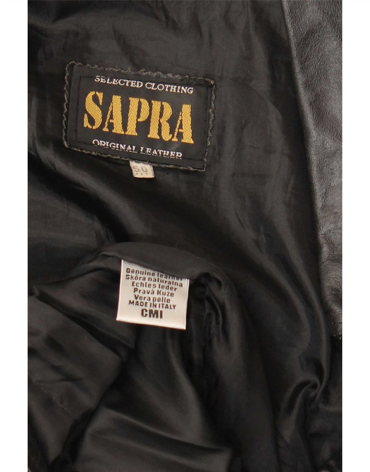 Chaqueta de cuero vintage para mujer IT 50 XL Negro