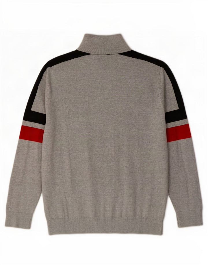 Fila Hombre Zip Neck Jumper Sweater Gris Medio Algodón Colorblock