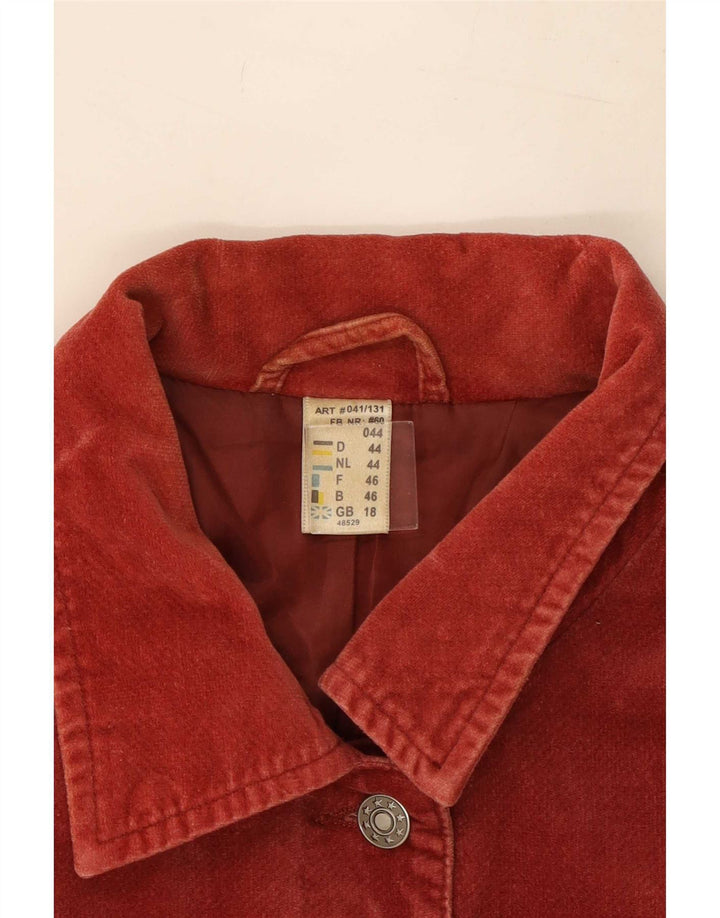 Vintage mujer chaqueta utilitaria Reino Unido 18 XL algodón rojo